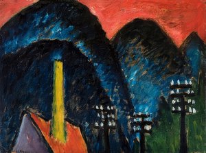 青い山（黄色の煙突のある風景）。 1912 作： Alexej von Jawlensky