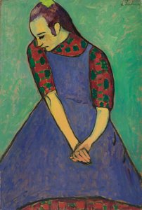 青いエプロン、1909年。 作： Alexej von Jawlensky