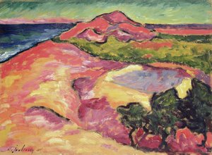レッドヒルのある海岸の風景 作： Alexej von Jawlensky