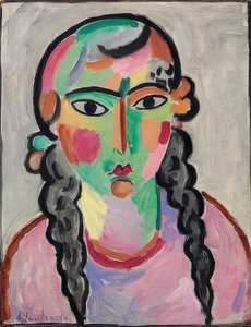 グレーのひもを持つ淡い少女。 1916年頃 作： Alexej von Jawlensky