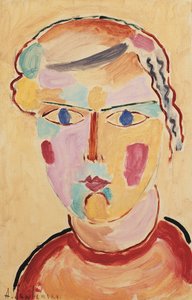 見た目が明るい少女;少女の頭、明るい外観、1916 作： Alexej von Jawlensky