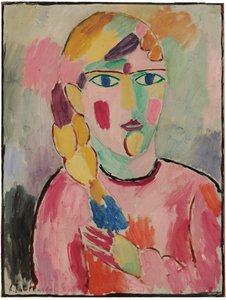 青い目とポニーテールの女の子。青い目と三つ編みの少女、1916年頃 作： Alexej von Jawlensky
