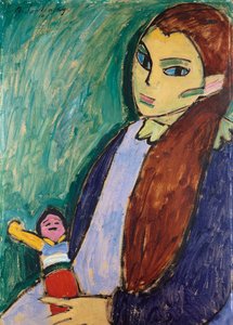 人形を持つ少女、1910 作： Alexej von Jawlensky