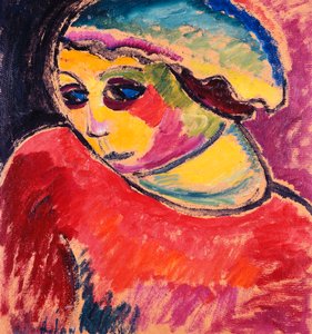 緑のボンネット。グリーンフード、1911 作： Alexej von Jawlensky