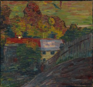 赤い屋根のある風景、Wasserburg、c。 1906 作： Alexej von Jawlensky