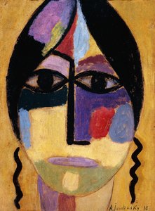 ミスティックヘッド：レイヴンウィングスIV; Mysticher Kopf：Rabenflugel IV、1918 作： Alexej von Jawlensky