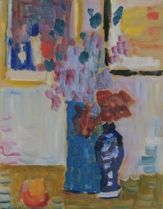 花のある静物（段ボールに油彩） 作： Alexej von Jawlensky
