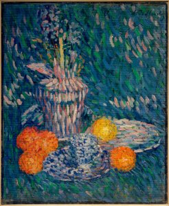 ヒヤシンスとオレンジのある静物 作： Alexej von Jawlensky