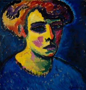 Tete de femme (女性の頭) - Alexei von Javlensky (1864-1941) 油彩、厚紙 (52.2x50.2 cm) 作： Alexej von Jawlensky