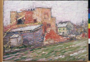 「通りの眺め」 アレクセイ・フォン・ヤヴレンスキー (Alexej von Jawlensky) (1864-1941) による絵画 1905 リージョナル M. ヴルベル美術館、オムスク 作： Alexej von Jawlensky