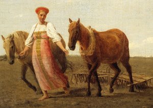 ロシア語：「耕された畑で。春」 耕された畑で。春 作： アレクセイ・ヴェネツィアノフ