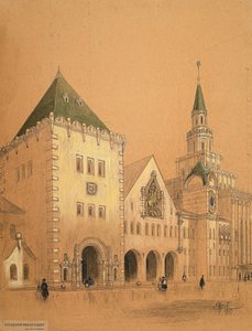 モスクワ カザンスキー鉄道駅プロジェクト、1913 年。 作： Alexey Viktorovich Shchusev