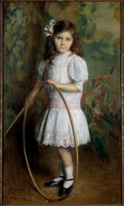 フープ絵画のアーティストの娘 Alexis Axilette (1860-1931) 1909 アンジェ、美術館 - フープを持つアーティストの娘。 Alexis Axilette (1860-1931) の絵画 作： Alexis Axilette