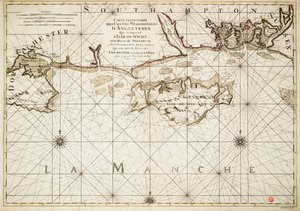 英国沿岸、ワイト島、ポーツマス港の海図 作： Alexis Hubert Jaillot