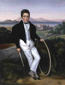 サヴォイ家のフェルディナンド・マリア（1822-55）とされる「フープを持つ少年の肖像」 1833年（油彩・キャンバス 作： Alexis Leon Louis Valbrun