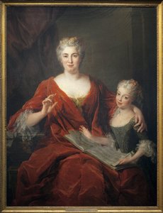 サブロンニエール夫人とその娘。アレクシス・シモン・ベル(1674-1734)の絵画、油彩・キャンバス 作： Alexis Simon Belle