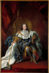 聖なる衣装と属性に覆われた王座に就くルイ15世（1710-1774）の子供の肖像 絵画：アレクシス・シモン・ベル（1674-1734） 1723年 Sun.2,26x1,8 m - 戴冠式の衣装を身にまとい、王座に就いた子供のルイ15世（1710年～1774年）の肖像 - Pai 作： Alexis Simon Belle