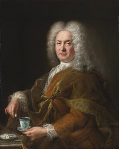 チョコレートのカップを保持している紳士の肖像画 作： Alexis Simon Belle