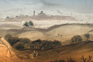 エルサレム、アルバートヘンリーペイン（1812-1902）の刻印、ジョンフリートウッド牧師（「276238の詳細」）による「主の救い主、イエスキリストの生涯」の正面図 作： Alexius Geyer