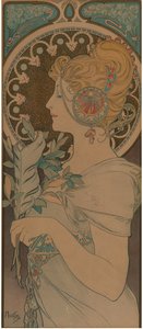 フェザー、1899年。 作： Alfons Marie Mucha