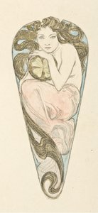 大きなボディス クラスプのペンダントのミニチュア プロジェクト、c。 1900年。 作： Alfons Marie Mucha