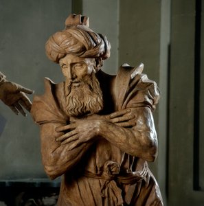ニコデモ、「キリストの嘆き」の詳細、祝福されたアルドロヴァンディの礼拝堂（テラコッタ 作： Alfonso Lombardi