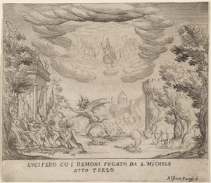 聖ミカエルから逃げるルシファーと悪魔 作： Alfonso Parigi II