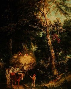 Crossing the Brook（油彩・キャンバス） 作： Alfred Edward Chalon