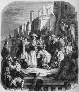 1652年3月27日、マドモアゼル・ド・モンパンシエはフロンドの時代にオルレアンに入った。アルフレッド・ヨハノ（1800-1837）による絵画の後のエングレーヴィング。 作： Alfred (after) Johannot