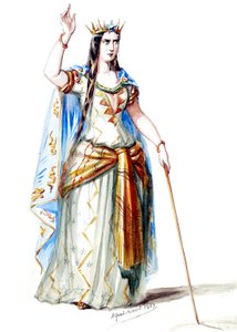 Halévy - La magicienne - アルフレッド・アルベールによる衣装モデル - 19.リュシニャン伯爵夫人メルシーヌ、1度目の衣装（レタッチ済み）