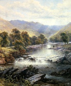 河川敷のアングラー 作： Alfred Augustus (after) Glendening