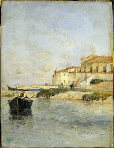 漁村。 Alfred Casile (1848-1909) による絵画。 リムー、プティエ美術館。 作： Alfred Casile