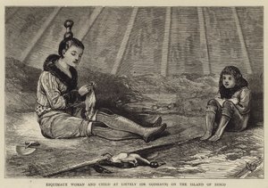 ディスコ島のリーブリー（またはゴドハウン）でエスキモーの女性と子供 作： Alfred Chantrey Corbould