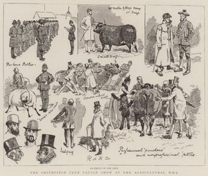農業ホールでのスミスフィールドクラブ牛ショー 作： Alfred Chantrey Corbould