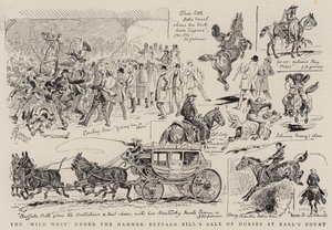 ハンマーの下の野生の西、アールズコートでのバッファロービルの馬の販売 作： Alfred Chantrey Corbould