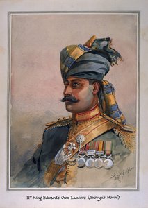 1911年に発行されたGF Macmunn少佐による「インドの軍隊」のイラスト、リサーダル、デュラニの頭と肩の肖像画、1908年に発行