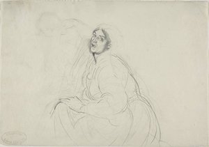 座った女性と、かがむ人物のスケッチ 作： Alfred Dehodencq