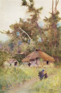 日本の嵐の日」1889年頃（水彩・紙） 作： Alfred East