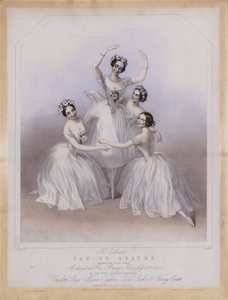 女王陛下の劇場で踊られた、ジュール・ペロ作曲の有名なパ・ド・カトル。 作： Alfred Edward (after) Chalon
