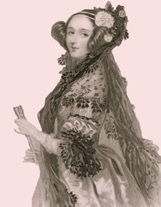 ラブレス伯爵夫人オーガスタ・エイダ・キング（1815 - 1852）の肖像（エングレーヴィング）。 作： Alfred Edward Chalon