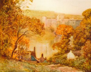 チェプストウ城、オンワイ、c1910 作： Alfred East