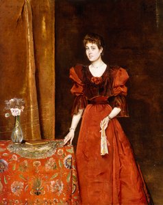 ファンを持つエレガントな女性、1893 作： Alfred Emile Stevens