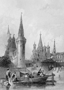 1844年頃にJHカーノットによって彫刻されたモスクワのヴァシリブラーゲノイ教会 作： Alfred Gomersal Vickers