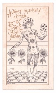 美的芸術家の絵画のビクトリア朝の年賀状、1881年頃（モノクロ） 作： Alfred Gray