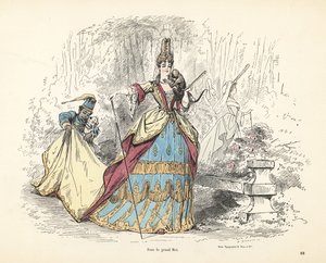 フランス国王ルイ14世時代の貴婦人の衣装。