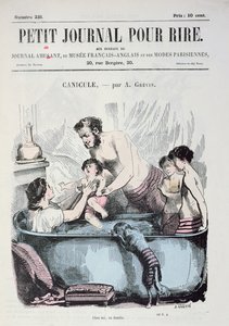 灼熱の熱：家族風呂、「Le Petit Journal pour Rire」の表紙、1860年頃