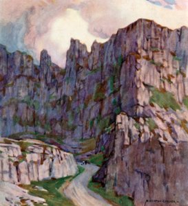 チェダー峡谷（カラーリトグラフ 作： Alfred Heaton Cooper