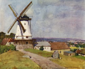 デンマーク：1864年の戦場にあるソンダーボルグのディボールミル（カラーリソ） 作： Alfred Heaton Cooper