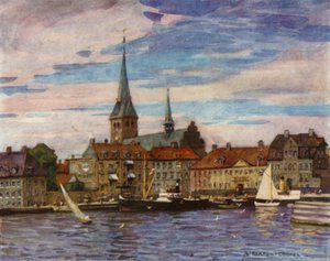 デンマーク: Helsingor, The "Elsinore" of Shakespeare (color members) 作： Alfred Heaton Cooper