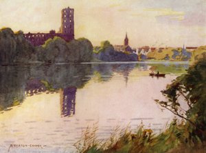 デンマーク：Koldinghus Castle、North Schleswig（カラーリソ） 作： Alfred Heaton Cooper